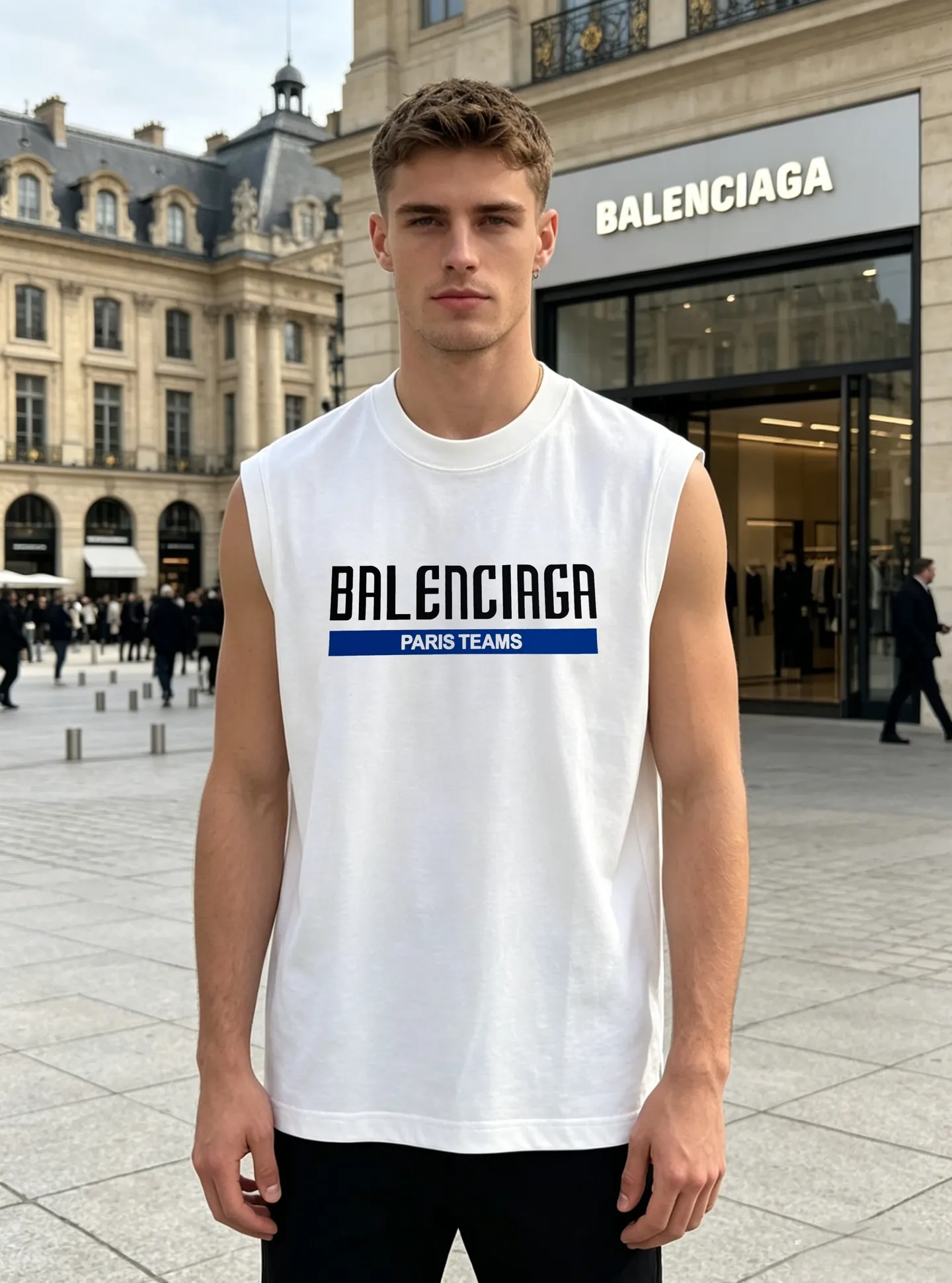 ⚜️Balenciaga Paris Teams Series ，Black White ， ， Breathable， ！ “PARIS TEAMS” +Blue ， ✨ ， OK， 、 ， ！ ！Sizes：S-3XL ❗️（175/145 L）